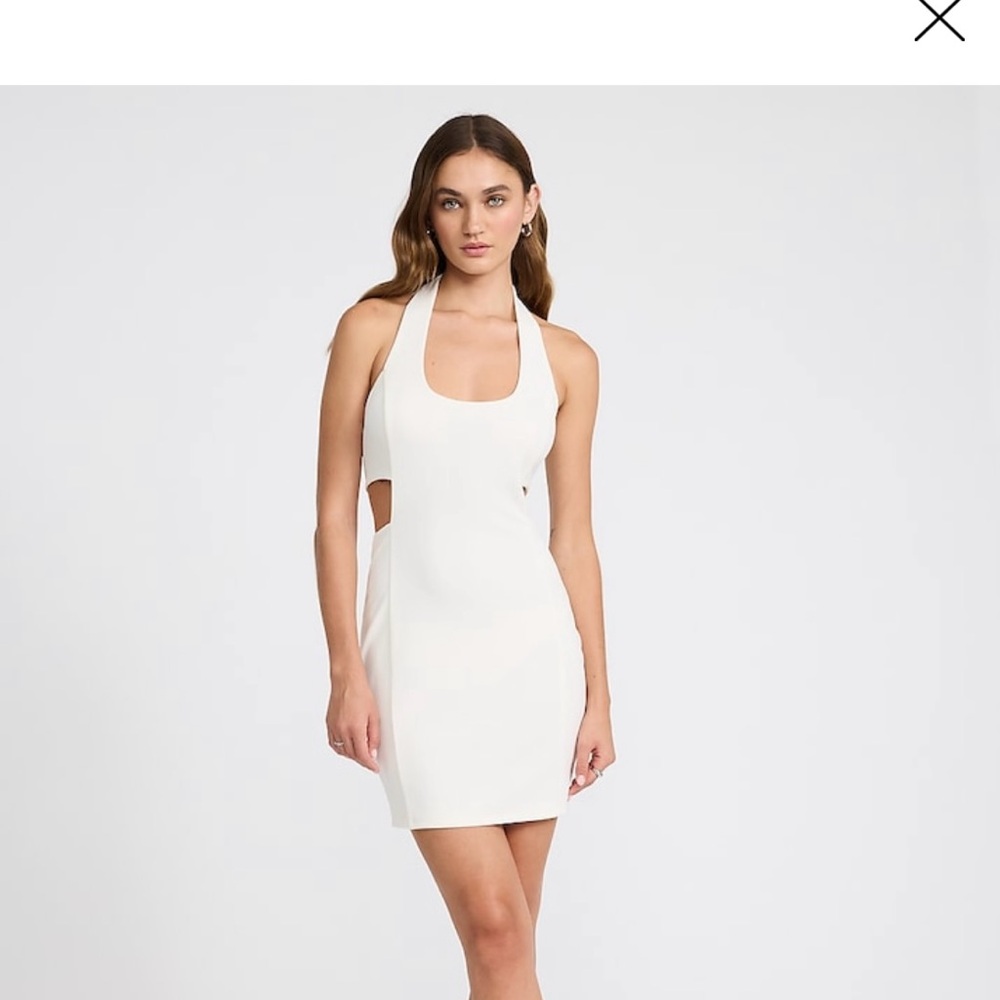 Express White Scoop Halter Mini Dress